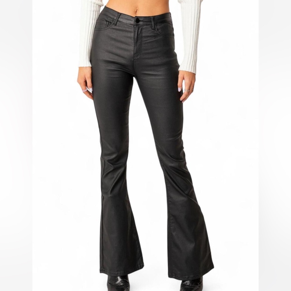 Edikted Luna Faux Leather Pants in Black